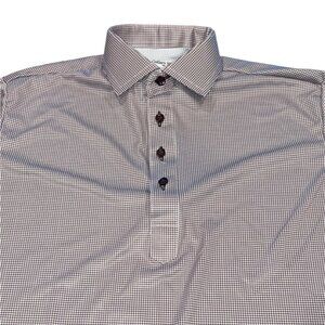 NWOT Collars & Co Men's S Dress Collar Polo Shirt Brown Houndstooth Performance